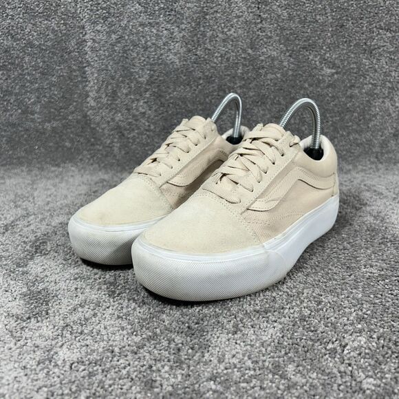 VANS Old Skool Women’s Size 7 Tan Suede Canvas Casual Lace Up Shoes Used - Picture 4 of 11